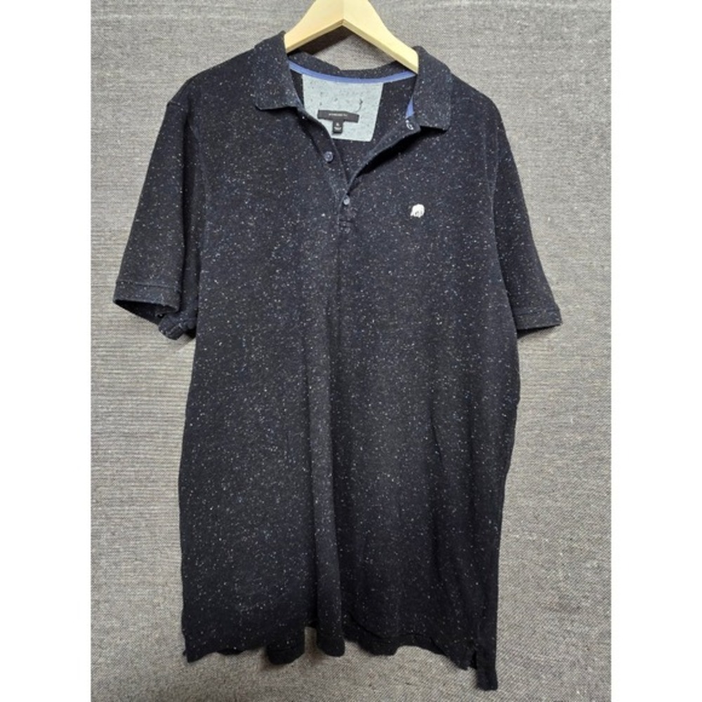 Banana Republic Mens XL Black Speckle Elephant Logo Polo Shirt Standard Fit